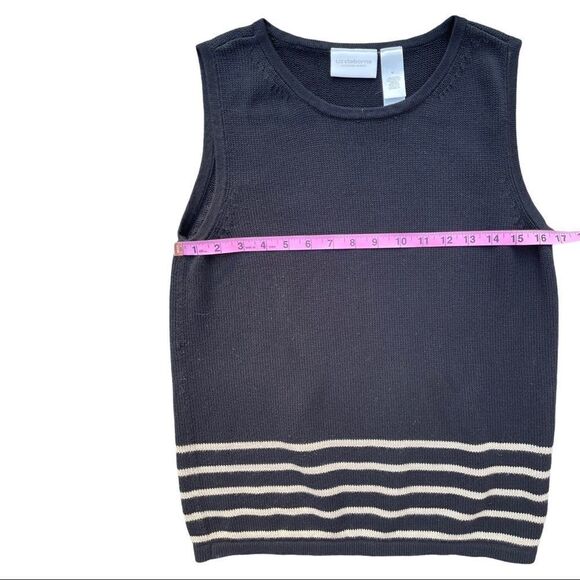 Liz Claiborne Black Tan Sweater Size M Knit Vest - Picture 6 of 8